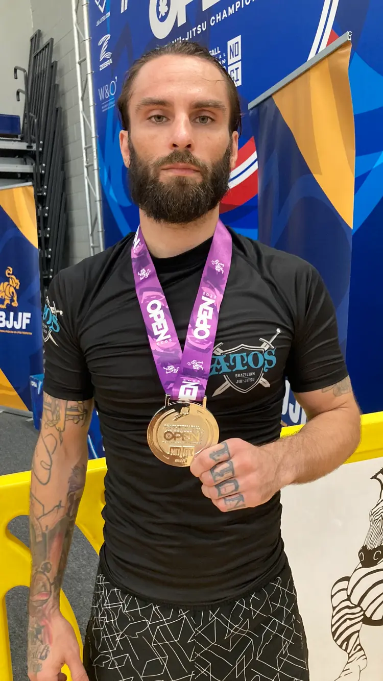 Dennis A. Pressey Jr. with an IBJJF medal after competing for Logic Jiu Jitsu Philadelphia