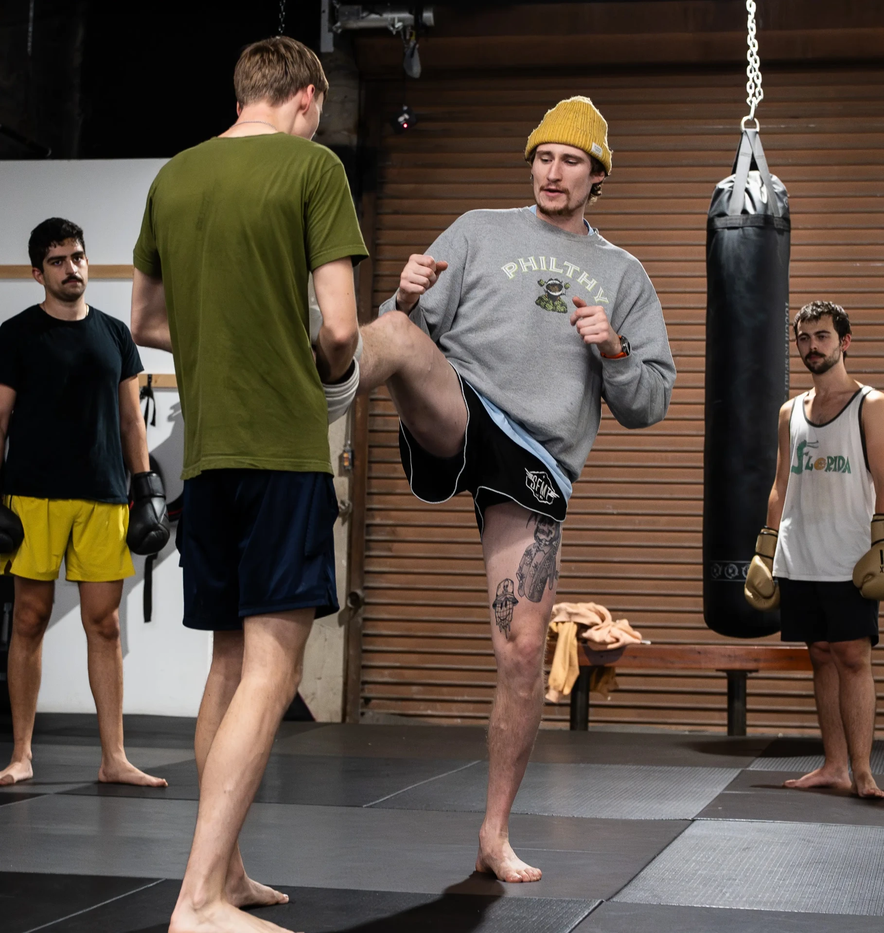 Coach teaching technique during class